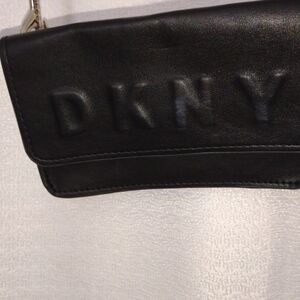 DKNY Black Embossed Leather Shoulder Bag